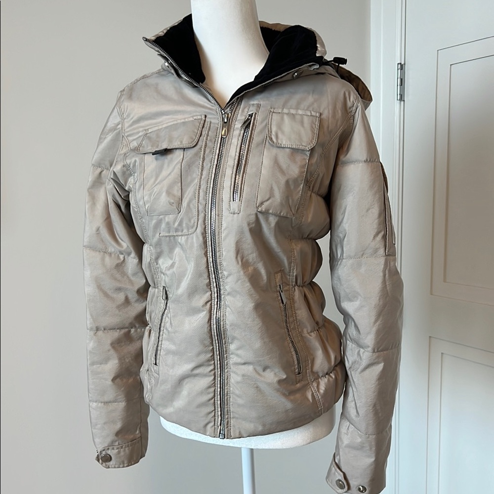 Obermeyer Shimmery Tan Puffer Ski Jacket